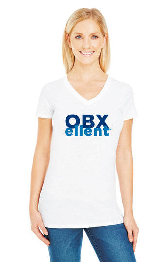 OBXellent™ Ladies Distressed Logo VNeck T-Shirt