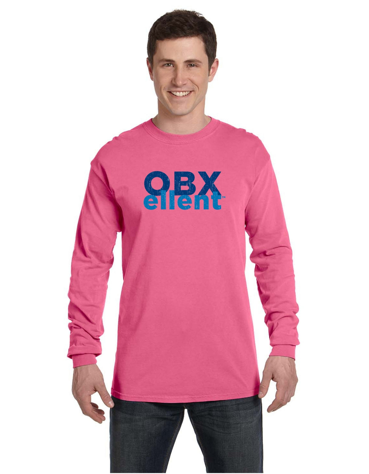 OBXellent™ Adult Distressed Logo Long Sleeve T-Shirts