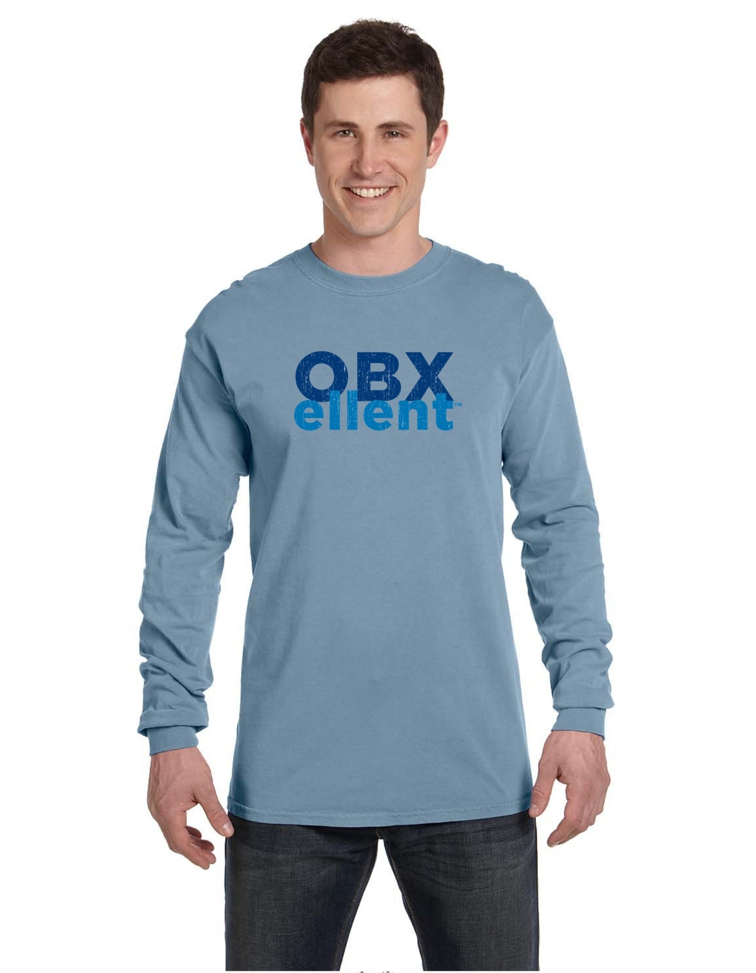 OBXellent™ Adult Distressed Logo Long Sleeve T-Shirts