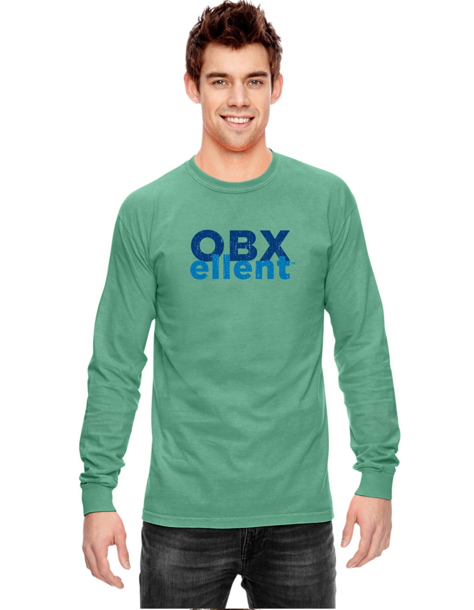 OBXellent™ Adult Distressed Logo Long Sleeve T-Shirts